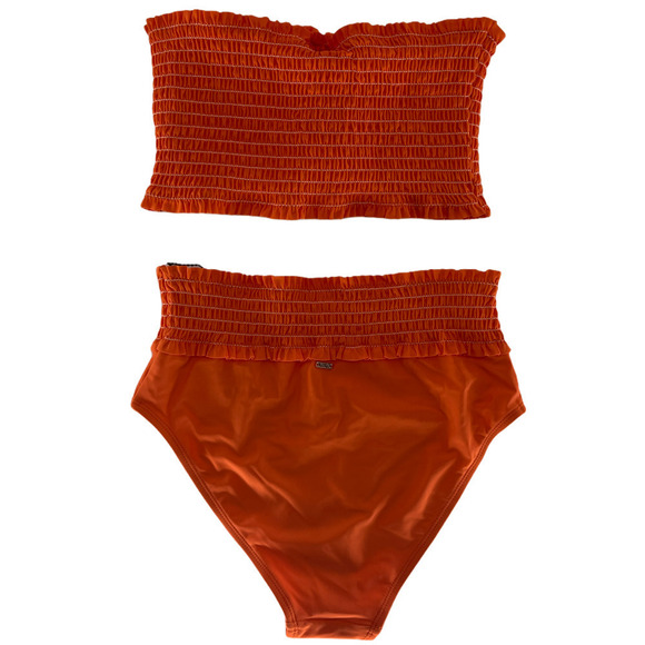 XOXO Orange Smocked Bandeau Bikini Size S - Picture 3 of 4